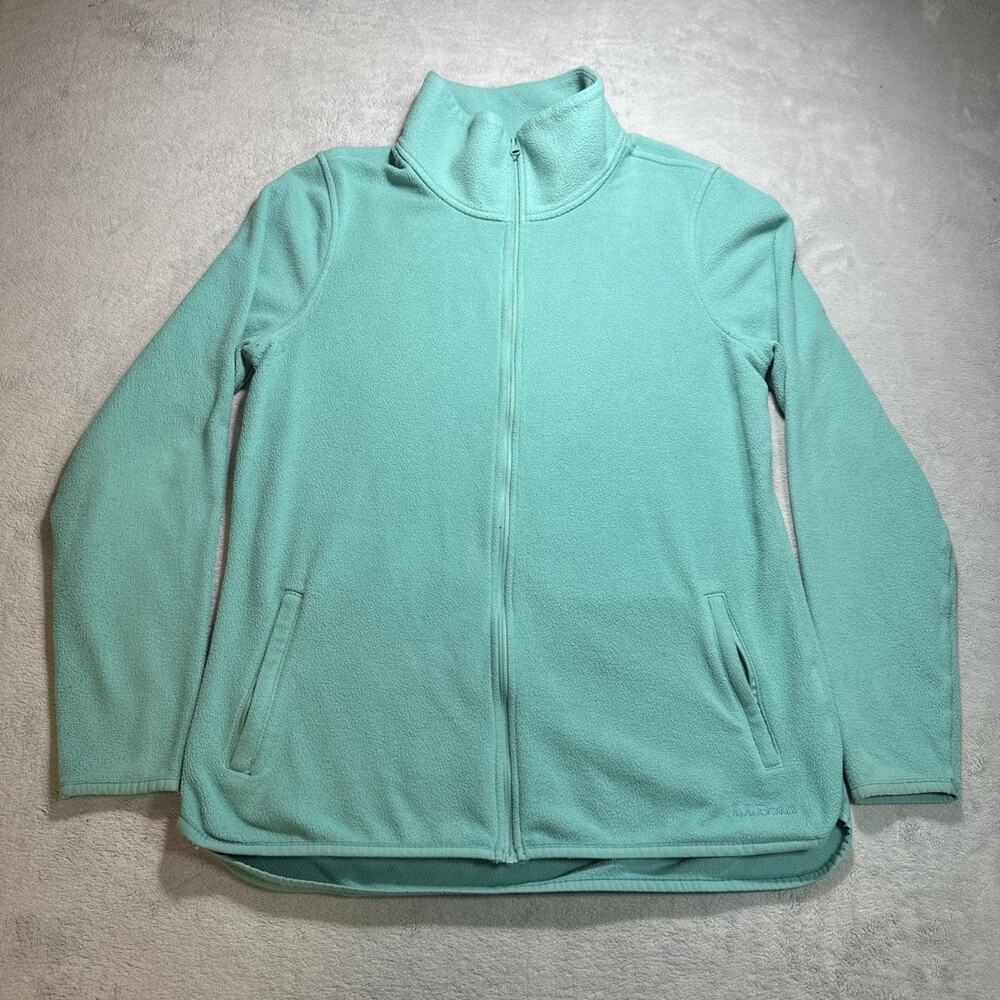 Y2k 2000s LL Bean Zip Up Sweater Ws Medium Light Fleece Gorpcore Warm Teal Blue